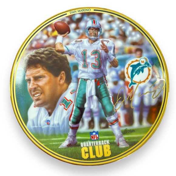 Dan Marino NFL Quarterback Club 8" Plate 1996 Bradford Exchange Miami Dolphins - Picture 1 of 10